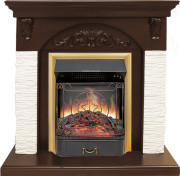 Каминокомплект Bern Сланец мелкий белый / Темный дуб с очагом Majestic FX Brass Каминокомплект Bern Сланец мелкий белый / Темный дуб с очагом Majestic FX Brass