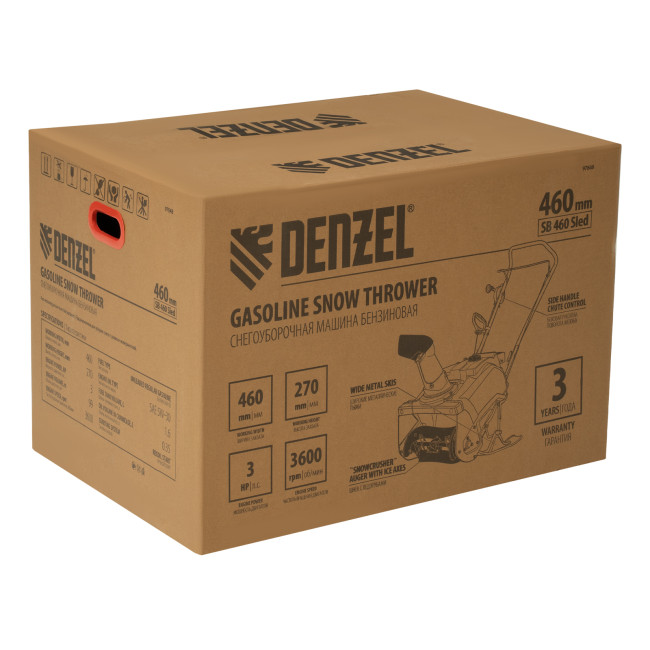 Бензиновая снегоуборочная машина SB 460 Sled, 99cc, лыжи ручной старт// Denzel в Новосибирске