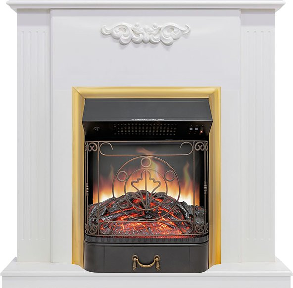 Каминокомплект Capri - Белое дерево делюкс с очагом Majestic FX Brass в Новосибирске