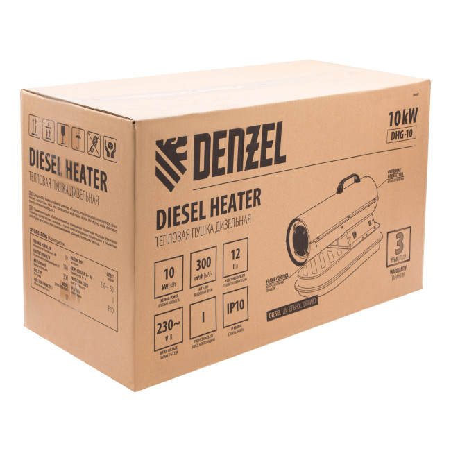 Дизельная тепловая пушка DHG-10, 10 кВт, 300 м3/ч, прямой нагрев Denzel в Новосибирске