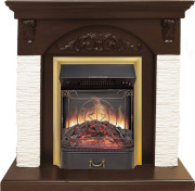 Каминокомплект Bern Сланец мелкий белый / Темный дуб с очагом Majestic FX M Brass Каминокомплект Bern Сланец мелкий белый / Темный дуб с очагом Majestic FX M Brass