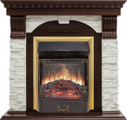 Каминокомплект Dublin угловой - Темный дуб / Сланец белый с очагом Majestic FX M Brass Каминокомплект Dublin угловой - Темный дуб / Сланец белый с очагом Majestic FX M Brass