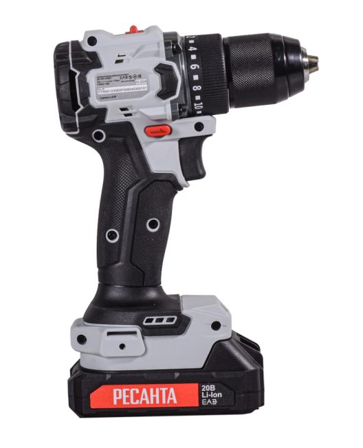 Дрель-шуруповерт аккумуляторная Ресанта ДА-20-2ЛК-БП (2,0 А/ч) (бесщеточный двигатель, 70Нм) в Новосибирске