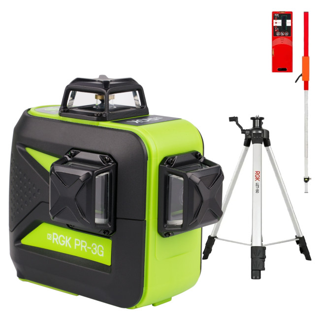 Комплект: лазерный уровень RGK PR-3G + штатив RGK LET-150 приемник RGK LD-9 рейка RGK LR-2 в Новосибирске