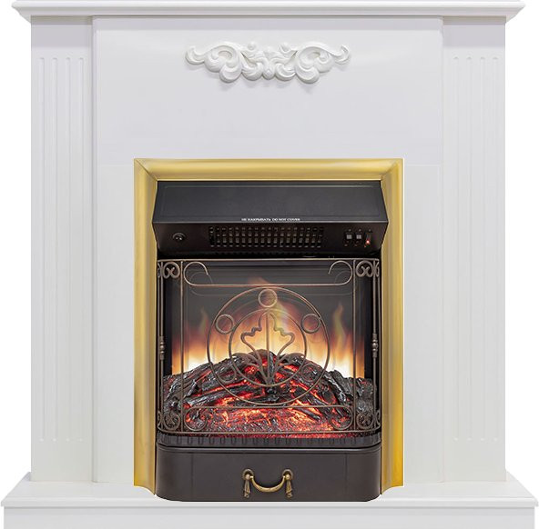 Каминокомплект Capri - Белое дерево делюкс с очагом Majestic FX M Brass в Новосибирске