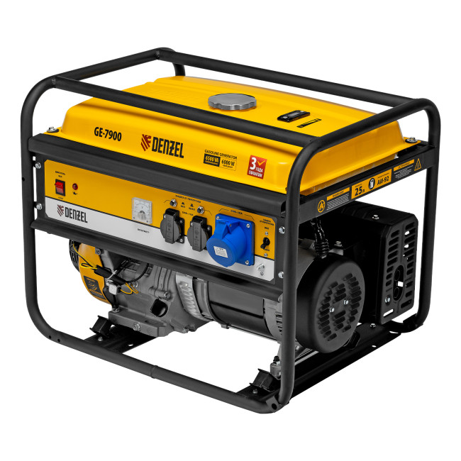 Генератор бензиновый GE 7900, 6.5 кВт, 220 В/50 Гц, 25 л, ручной пуск Denzel в Новосибирске Генератор бензиновый GE 7900, 6.5 кВт, 220 В/50 Гц, 25 л, ручной пуск Denzel в Новосибирске