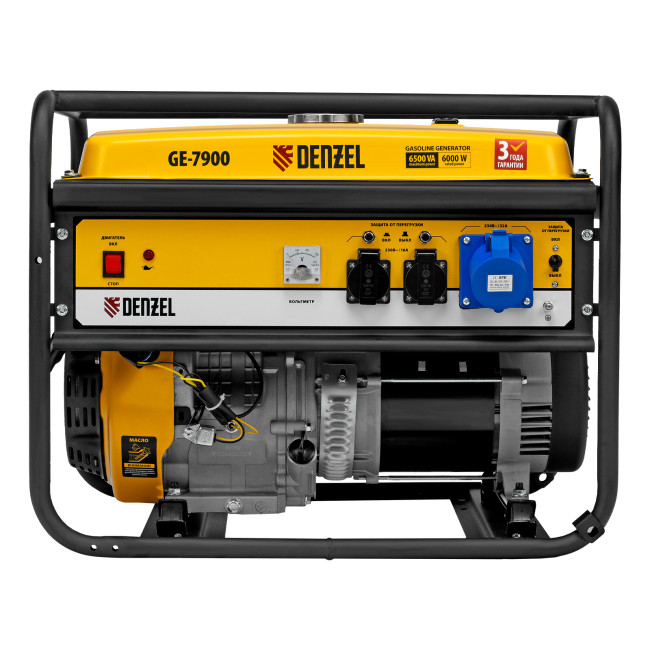 Генератор бензиновый GE 7900, 6.5 кВт, 220 В/50 Гц, 25 л, ручной пуск Denzel в Новосибирске Генератор бензиновый GE 7900, 6.5 кВт, 220 В/50 Гц, 25 л, ручной пуск Denzel в Новосибирске