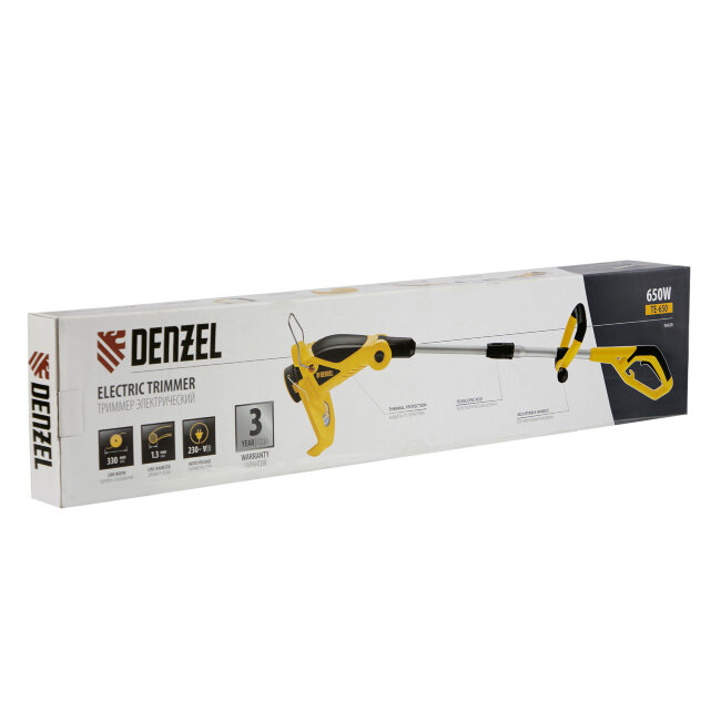 Триммер электрический TE-650, 650Вт,330мм,катушка автомат,телескоп.штанга,регул. углы накл. Denzel в Новосибирске