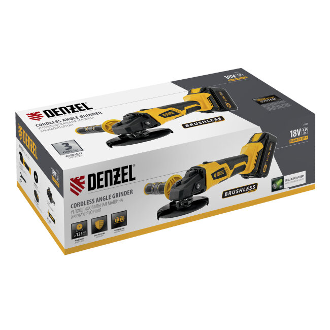 Машина углошлифовальная аккумуляторная бесщет. BLG-IB-18-125-4, Li-ion, 18 В Denzel в Новосибирске