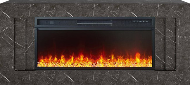 Каминокомплект Line 42 SFT Stone Touch - Серый мрамор с очагом Vision 42 LED в Новосибирске
