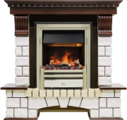 Каминокомплект Pierre Luxe - Темный дуб / Белый (Высота 1020мм) с очагом Cavendish