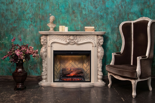 Каминокомплект Castle - Слоновая кость с темной патиной с очагом Symphony 30'' DF3020-EU в Новосибирске