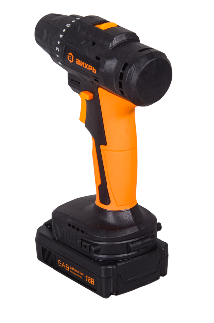 Дрель-шуруповерт аккумуляторная Вихрь ДА-18Л-2К/Б (бесщеточный двигатель) в Новосибирске