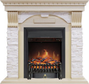 Каминокомплект Dublin - Слоновая кость с патиной / Сланец крем с очагом Fobos FX Black Каминокомплект Dublin - Слоновая кость с патиной / Сланец крем с очагом Fobos FX Black