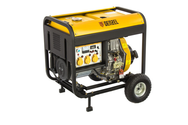 Генератор дизельный DD6300Е, 5.0 кВт, 220 В/50 Гц, 15 л, электростартер Denzel в Новосибирске