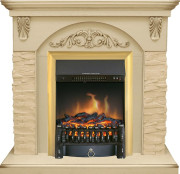 Каминокомплект Bern Сланец крупный бежевый / Алебастр темная патина с очагом Fobos FX Brass Каминокомплект Bern Сланец крупный бежевый / Алебастр темная патина с очагом Fobos FX Brass