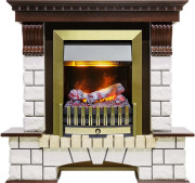 Каминокомплект Pierre Luxe - Темный дуб / Белый (Высота 1020мм) с очагом Danville Antique Brass FB2 Каминокомплект Pierre Luxe - Темный дуб / Белый (Высота 1020мм) с очагом Danville Antique Brass FB2