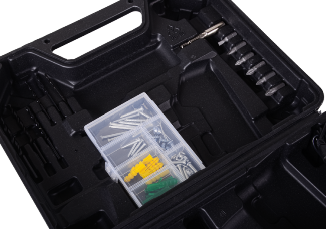 Дрель-шуруповерт аккумуляторная Вихрь ДА-20Л-2КА с набором оснастки 65 предметов в Новосибирске