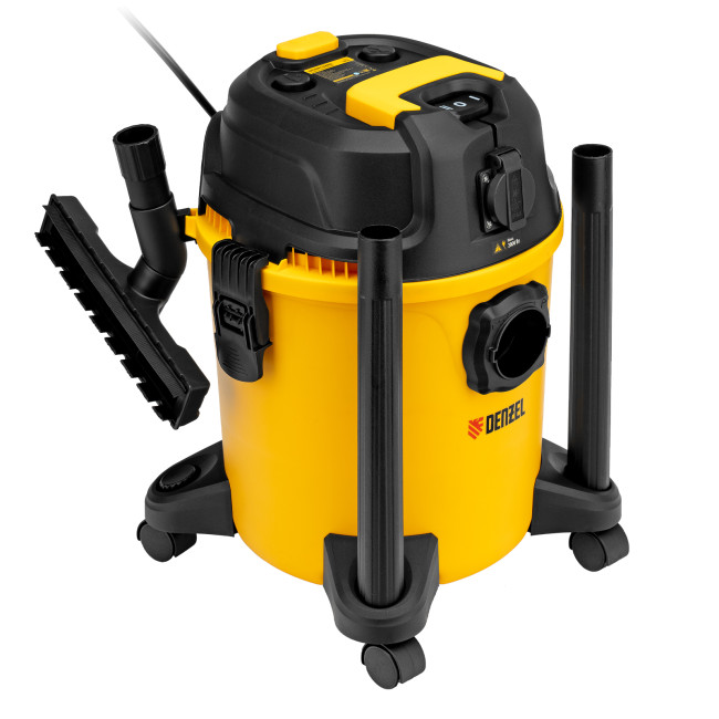 Пылесос строительный RVC20, 1400 Вт, бак 20 л, шланг 3 м, розетка с автосинхр. Denzel в Новосибирске