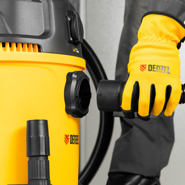 Пылесос строительный RVC20, 1400 Вт, бак 20 л, шланг 3 м, розетка с автосинхр. Denzel в Новосибирске