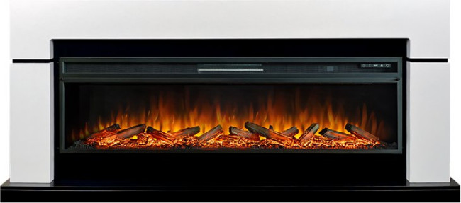Каминокомплект Lindos 60 - Белый с черным с очагом Vision 60 LOG LED в Новосибирске