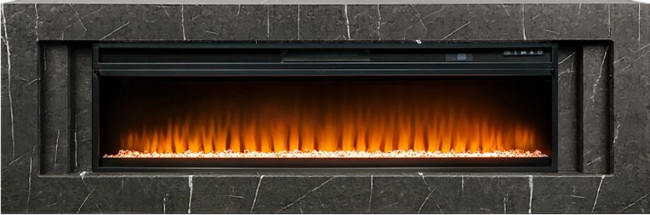 Каминокомплект Line 60 SFT Stone Touch - Серый мрамор с очагом Vision 60 LED в Новосибирске