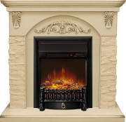 Каминокомплект Bern Сланец крупный бежевый / Алебастр темная патина с очагом Fobos FX M Black RC Каминокомплект Bern Сланец крупный бежевый / Алебастр темная патина с очагом Fobos FX M Black RC