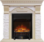 Каминокомплект Dublin - Слоновая кость с патиной / Сланец крем с очагом Fobos FX M Black RC Каминокомплект Dublin - Слоновая кость с патиной / Сланец крем с очагом Fobos FX M Black RC