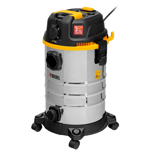 Пылесос строительный RVC30, 1400 Вт, бак 30 л, шланг 3 м, розетка с автосинхр. Denzel в Новосибирске