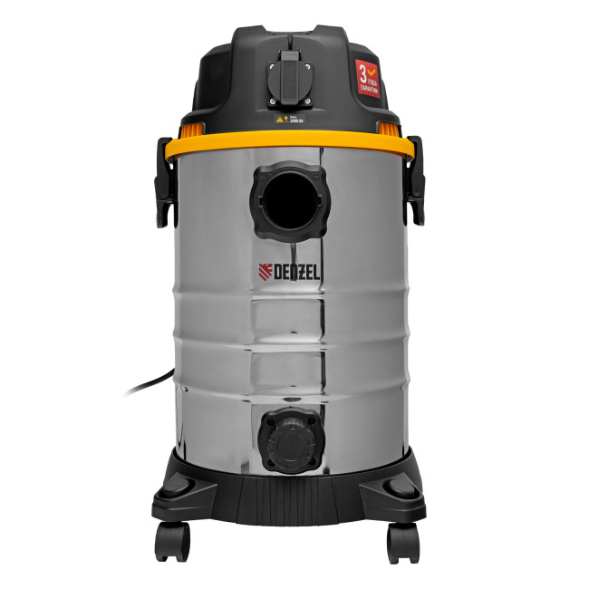 Пылесос строительный RVC30, 1400 Вт, бак 30 л, шланг 3 м, розетка с автосинхр. Denzel в Новосибирске