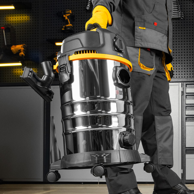 Пылесос строительный RVC30, 1400 Вт, бак 30 л, шланг 3 м, розетка с автосинхр. Denzel в Новосибирске