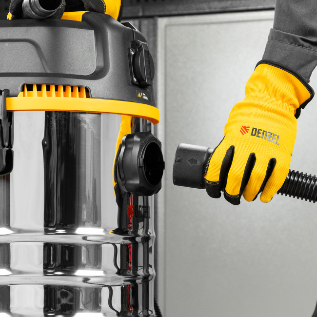 Пылесос строительный RVC30, 1400 Вт, бак 30 л, шланг 3 м, розетка с автосинхр. Denzel в Новосибирске