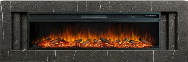Каминокомплект Line 60 SFT Stone Touch - Серый мрамор с очагом Vision 60 LOG LED в Новосибирске