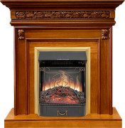 Каминокомплект Valletta - Орех с очагом Majestic FX Brass