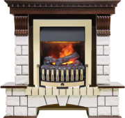 Каминокомплект Pierre Luxe - Темный дуб / Белый (Высота 1020мм) с очагом Danville Brass FB2 Каминокомплект Pierre Luxe - Темный дуб / Белый (Высота 1020мм) с очагом Danville Brass FB2