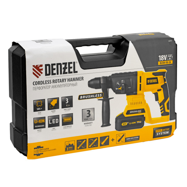 Перфоратор аккумуляторный BLRH-IB-26 Li-Ion, 18 В Denzel в Новосибирске