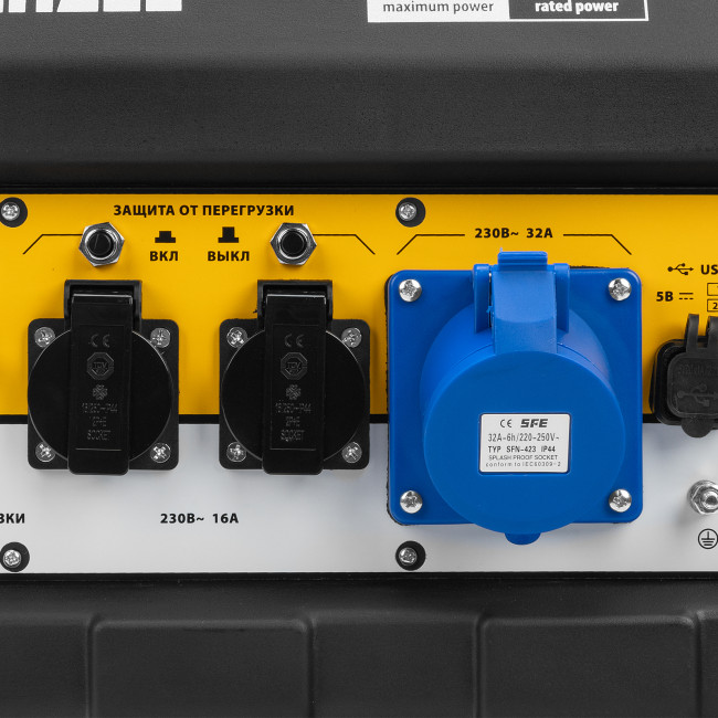 Генератор бензиновый PS 80 EA, 8.0 кВт, 230 В, 25 л, коннектор автоматики, электростартер Denzel в Новосибирске