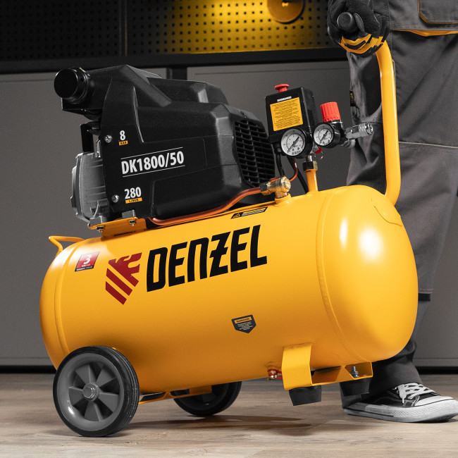 Компрессор воздушный DK1800/50, Х-PRO 1.8 кВт, 280л/мин, 50л Denzel в Новосибирске