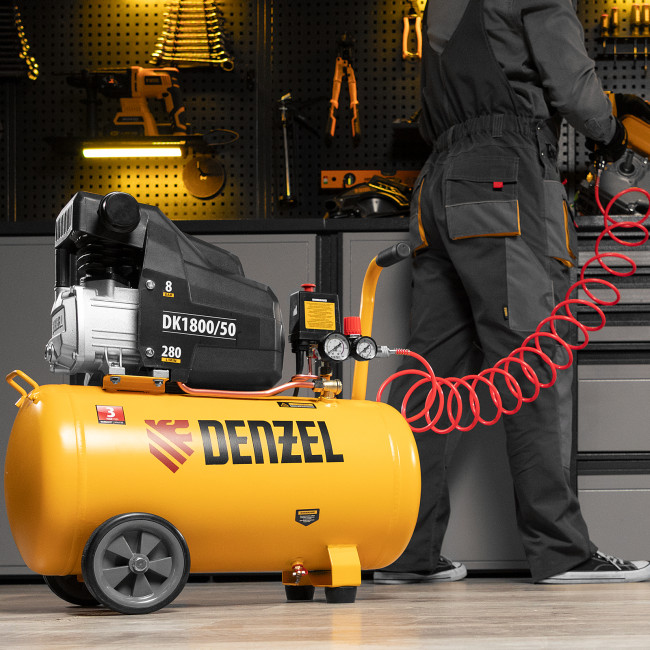 Компрессор воздушный DK1800/50, Х-PRO 1.8 кВт, 280л/мин, 50л Denzel в Новосибирске