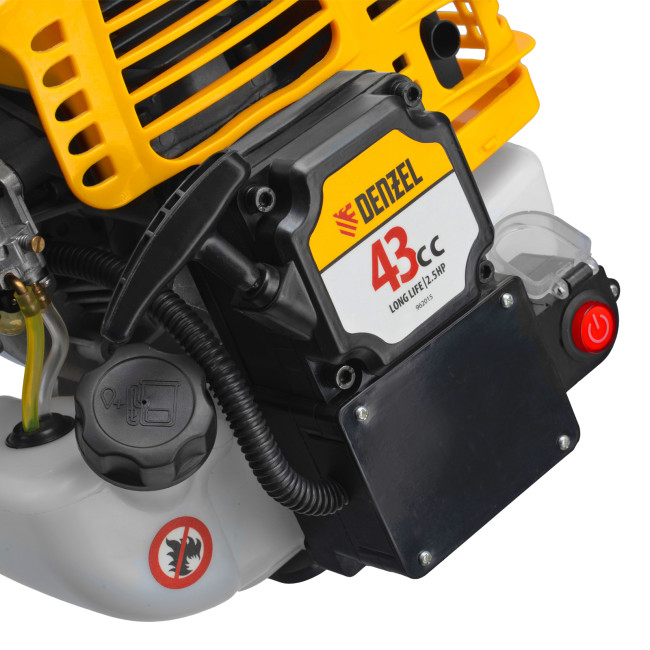 Триммер бензиновый DT-43E, 43 см3, неразъемная штанга, электростартер, состоит из 2 частей Denzel в Новосибирске