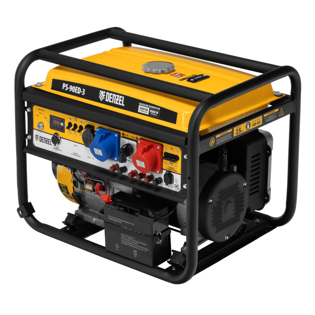 Генератор бензиновый PS 90 ED-3, 9.0 кВт, переключение режима 230 В/400 В, 25 л, электростартер Denzel в Новосибирске