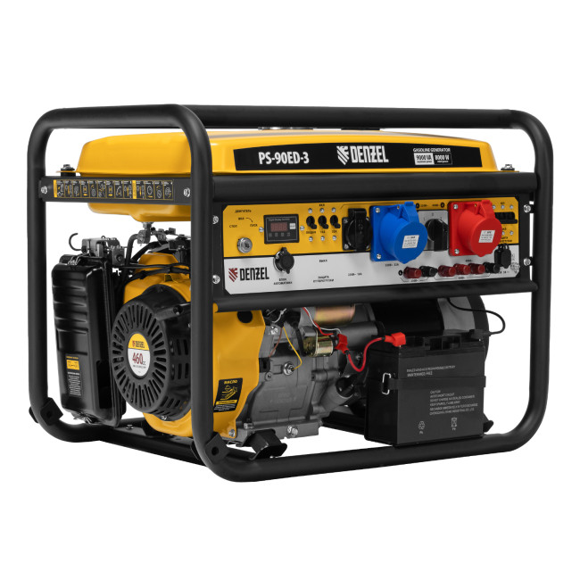 Генератор бензиновый PS 90 ED-3, 9.0 кВт, переключение режима 230 В/400 В, 25 л, электростартер Denzel в Новосибирске