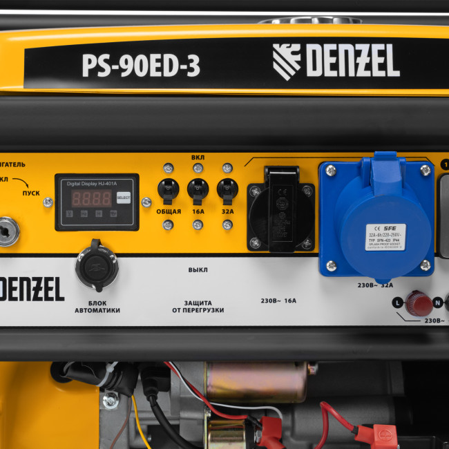 Генератор бензиновый PS 90 ED-3, 9.0 кВт, переключение режима 230 В/400 В, 25 л, электростартер Denzel в Новосибирске