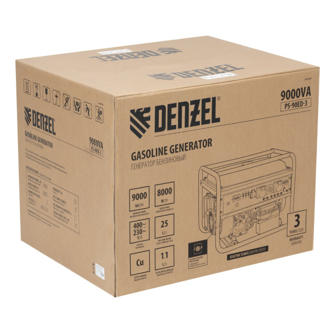Генератор бензиновый PS 90 ED-3, 9.0 кВт, переключение режима 230 В/400 В, 25 л, электростартер Denzel в Новосибирске