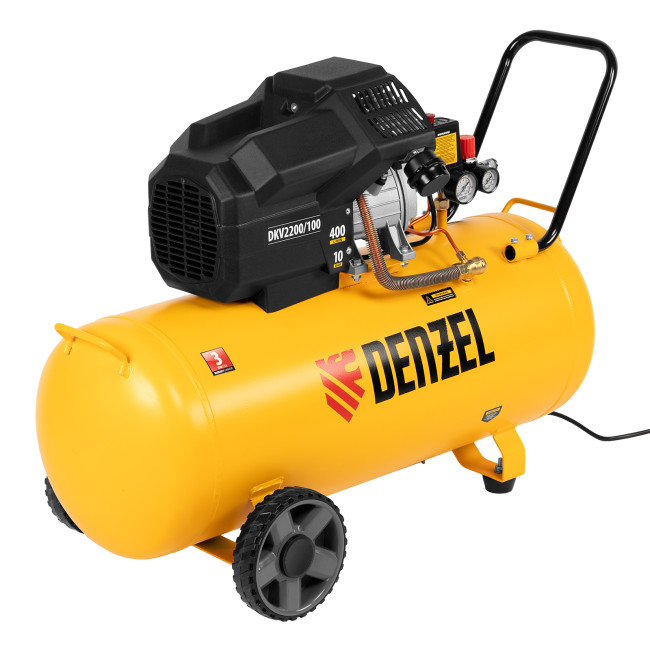 Компрессор воздушный DKV2200/100, Х-PRO 2.2 кВт, 400 л/мин, 100л Denzel в Новосибирске