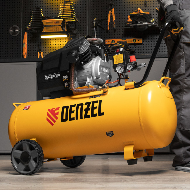 Компрессор воздушный DKV2200/100, Х-PRO 2.2 кВт, 400 л/мин, 100л Denzel в Новосибирске