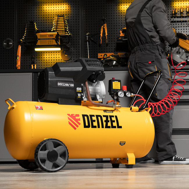 Компрессор воздушный DKV2200/100, Х-PRO 2.2 кВт, 400 л/мин, 100л Denzel в Новосибирске