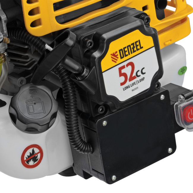 Триммер бензиновый DT-52E, 52 см3, неразъемная штанга, электростартер, состоит из 2 частей Denzel в Новосибирске
