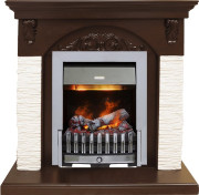 Каминокомплект Bern Сланец мелкий белый / Темный дуб с очагом Danville Chrome FB2