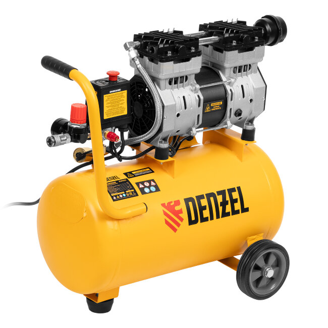 Компрессор DLS950/24 безмаслянный малошумный 950 Вт, 165 л/мин, ресивер 24 л Denzel в Новосибирске